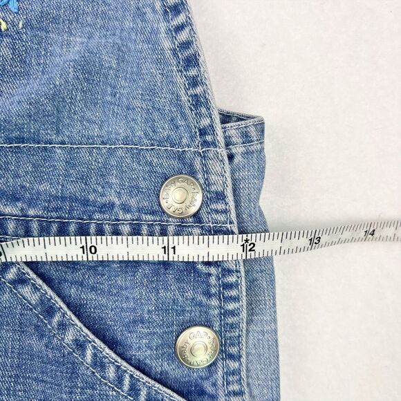 Baby Gap Denim Shortalls Toddler Girl XL 18-24 Denim Floral Embroidered 2001 Y2K - Picture 16 of 16